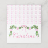Roze Ornament Garland Christmas Place Card (Buitenkant ongevouwen)