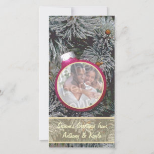 Roze Ornament nestelen in Tree Photo Holiday Kaart