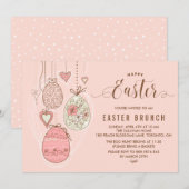 Roze Ornamenten | Pasen Brunch en Egg Hunt Kaart (Voorkant / Achterkant)