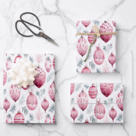 Roze ornamenten voor feestelijke cadeauverpakking inpakpapier vel