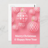 Roze Ornamenten Vrolijk Kerstfeest en Gelukkig Nie Briefkaart (Voorkant / Achterkant)