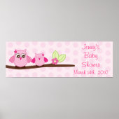 Roze orwl - Aangepaste Baby shower banner Poster (Voorkant)