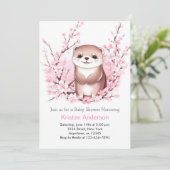 Roze Otter Magic Meisje Baby shower Kaart (Staand voorkant)
