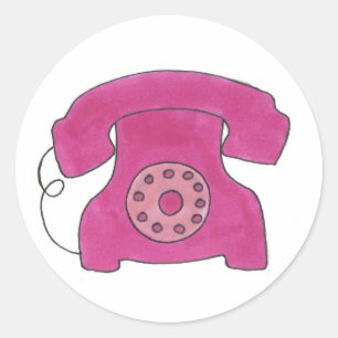 Roze oude mobiele telefoon Rotary Phone Telefoon Ronde Sticker