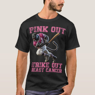 Roze Out Borstkanker Baseball Strike Out T-shirt
