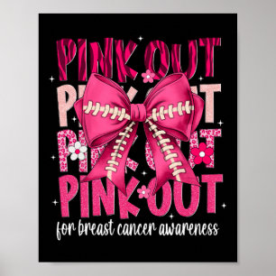 Roze Out Borstkanker Maand Voetbal Coquette Bow M Poster