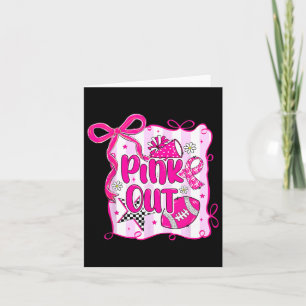 Roze Out Borstkanker Voetbal Coquette Bow Mom Girl Kaart