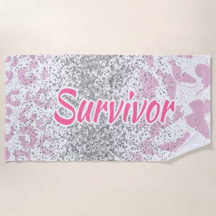 Roze Overlevende Strandhanddoek-Borstkanker Strandlaken