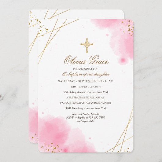 Roze Overtuiging Religieuze Uitnodiging (Voorkant / Achterkant)