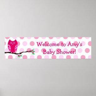 Roze Owl Aangepast Baby shower Sign Poster