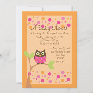 Roze Owl Baby shower Invitation-hotroze op verzoek Kaart