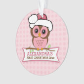 Roze Owl Baby's 1e Kerstmis Ornament (voorkant)