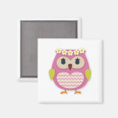 Roze Owl Magnet Magneet (Voorkant / Achterkant)