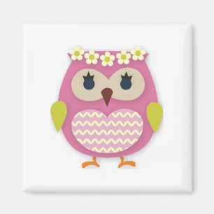 Roze Owl Magnet Magneet