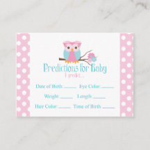 Roze Owl Predictions Baby shower Card Large