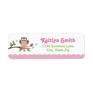 Roze Owl Return Address Label