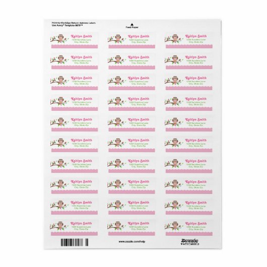 Roze Owl Return Address Label (Full Sheet)