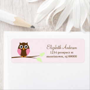 Roze Owl Return Address Labels