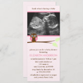 Roze Owl Sonogram Baby shower Kaart (Voorkant / Achterkant)