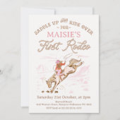  Roze Paard Eerste Rodeo 1e Verjaardag Kaart (Voorkant)