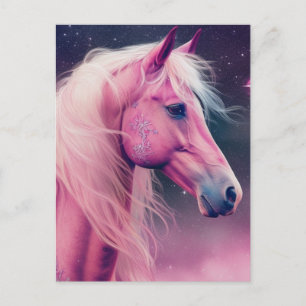 Roze Paard en Sterren Briefkaart