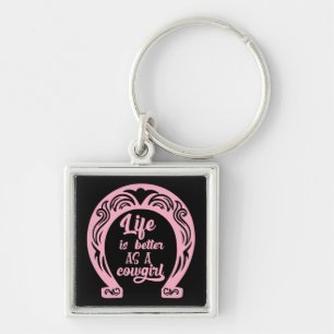 Roze Paard Liefhebber Western Rodeo Hoefijzer Cowg Sleutelhanger