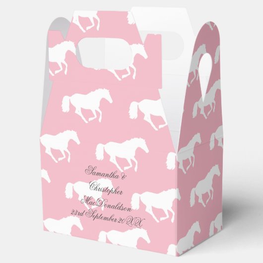Roze paard of pony ruiterthema bruiloft bedankdoosjes (Geopend)