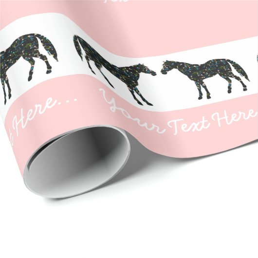 Roze paarden Aangepaste Gift Wrap Cadeaupapier (Rol Hoek)