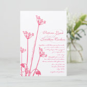 Roze Paardenbloem Bruiloft Uitnodiging (Staand voorkant)