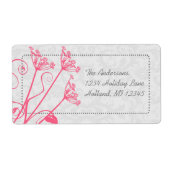 Roze Paardenbloem Damast Retouradreslabels Etiket (Voorkant)