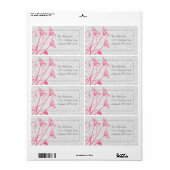Roze Paardenbloem Damast Retouradreslabels Etiket (Full Sheet)
