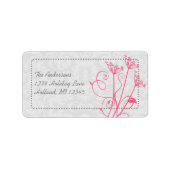 Roze Paardenbloem Damast Retouradreslabels Etiket (Voorkant)