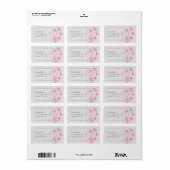 Roze Paardenbloem Damast Retouradreslabels Etiket (Full Sheet)