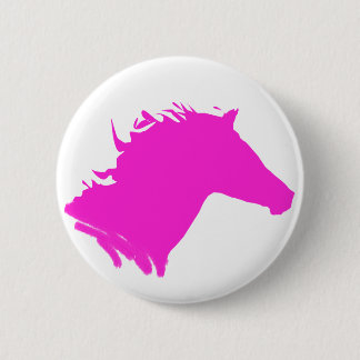 Roze paardenkoppen ronde button 5,7 cm