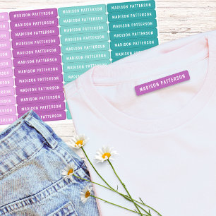 Roze Paars Aqua Teal Gepersonaliseerde naam Labels