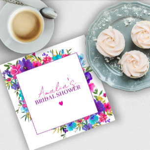 Roze Paars Blauw Bloemig Bruidsdiner Servet