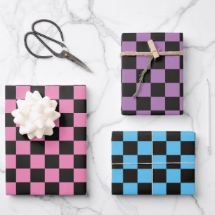 Roze Paars blauw gecontroleerd Inpakpapier Vel