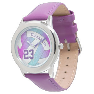 roze paars blauw kleurrijk meisjesachtig volleybal horloge