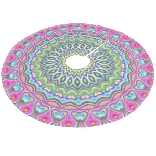 Roze Paars Blauw Luime Groene Mandala Star Patroon Fleece Kerstboom Rok