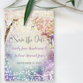 Roze Paars blauw vliegveld Boho Forest Wedding Save The Date