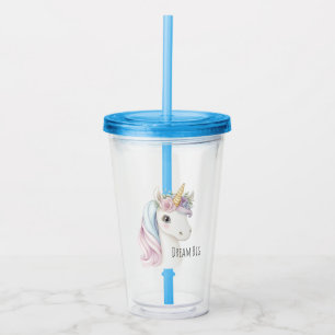 Roze Paars Blauw Witte Eenhoorn Acryl Drinkbeker