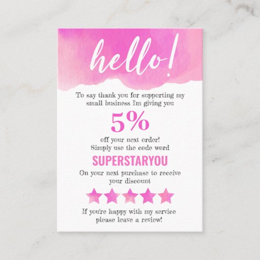 Roze Paars Dank u Logo Sociale Media Invoegen Visitekaartje (Voorkant)