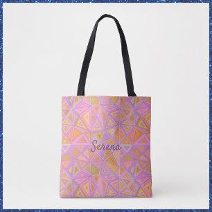 Roze Paars en Geel Geometrisch Draagtas