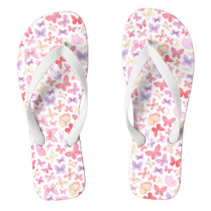 Roze Paars Gele Vlinders Pasteltinten Teenslippers