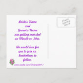 Roze Paars Geranium Sparen de datum Briefkaarten (Achterkant)