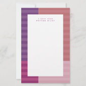 Roze paars gestript lijst leuk op maat briefpapier (Voorkant)
