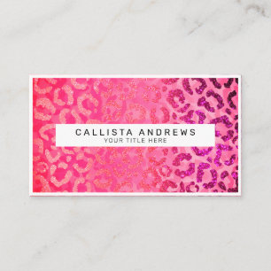 Roze Paars Glitter Leopard Animal Print Monogram Visitekaartje