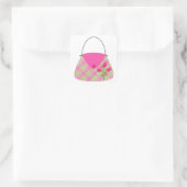 Roze paars met groen vierkante sticker (Tas)