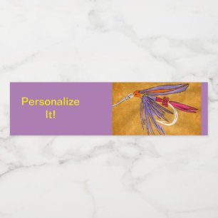 "Roze & Paars" nat de vlieg van de vliegvlieg Waterfles Etiket