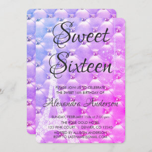 Roze Paars Paris Sweet Sixteen Birthday Party Kaart